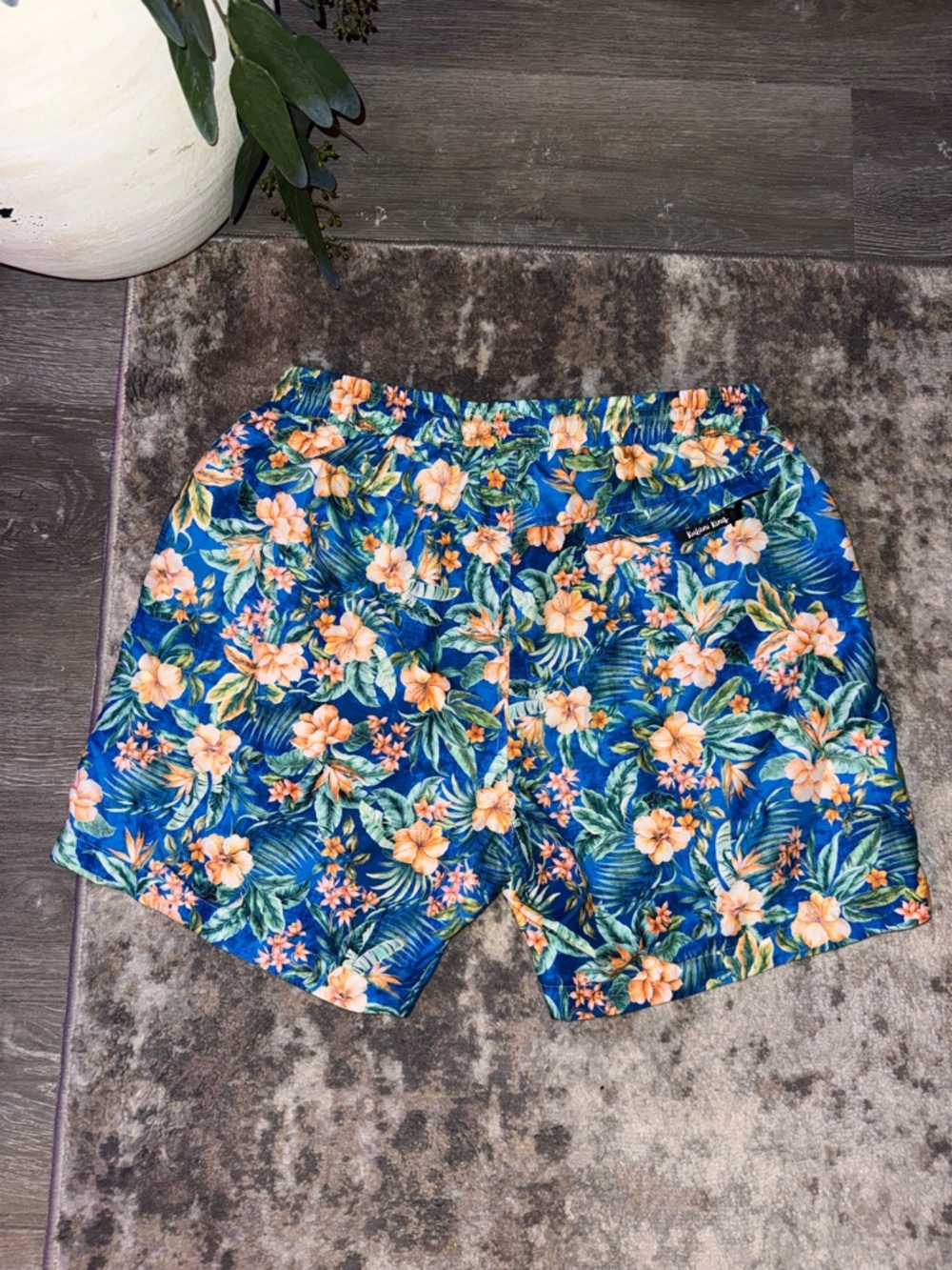 Kulani Kinis Blue Floral Tropical Swim Trunks - Picture 2 of 4